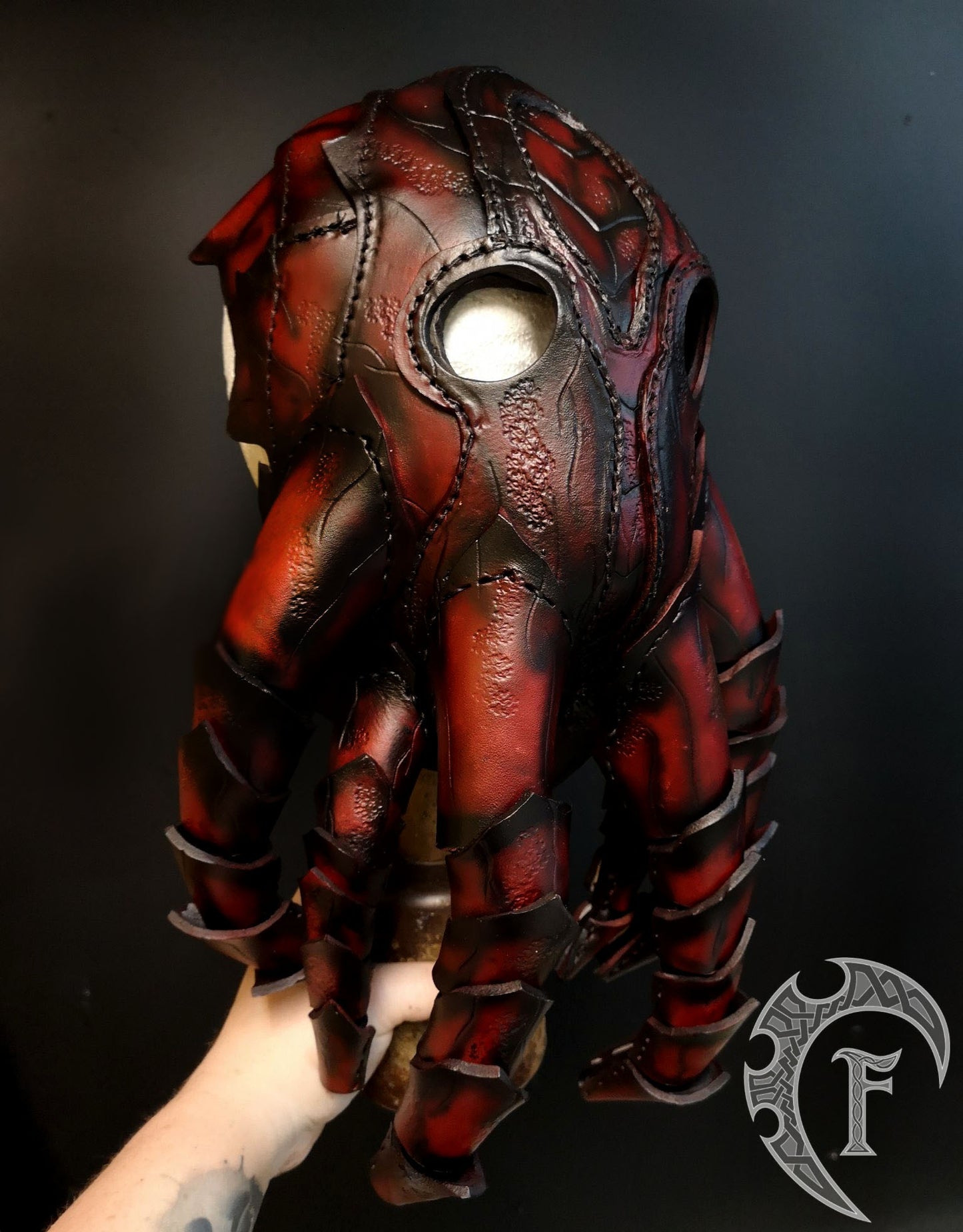 Chtulhu leather mask,larp,larper,leather,leatherwork,mask,tentacles,octopus,larping,armor,armor,armour