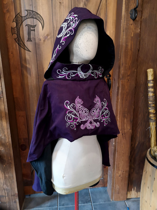 Witchy Cat Embroidered Cloak