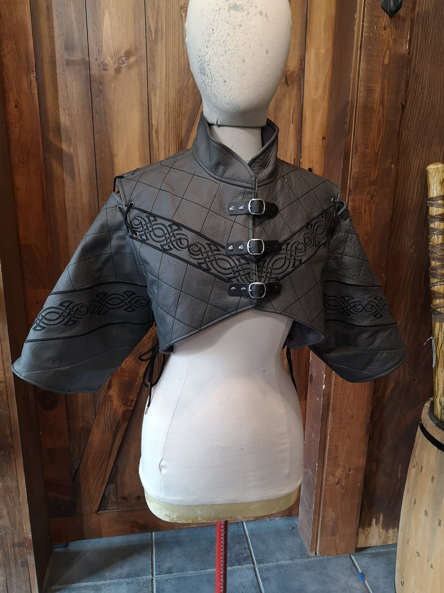 Celtic embroidered leather gambeson