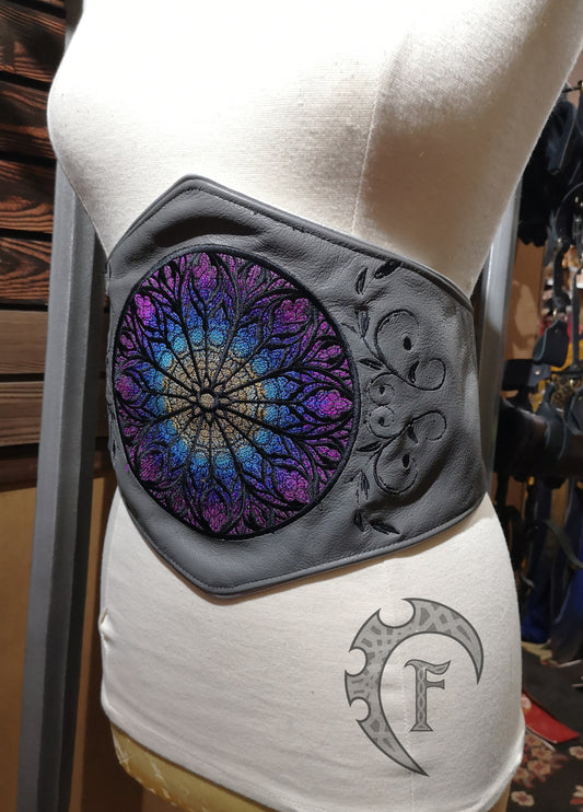 Stain glass leather belt