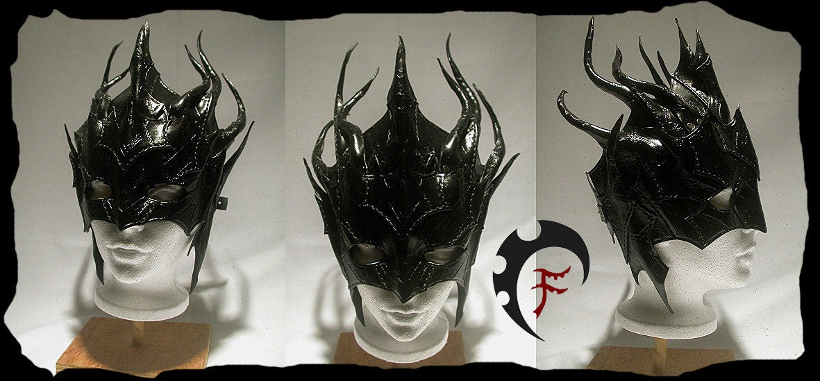 Dark Mage Mask, larp,masquerade,costume,armor,masque,cosplay,fantasy,sorcerer,leather,cuir,masquarade,halloween,gift,larping